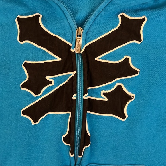 Zoo York Zip-Up Hoodie Sweatshirt Embroidered Blue/Black Long Sleeve Skate XL/20 - Picture 4 of 11